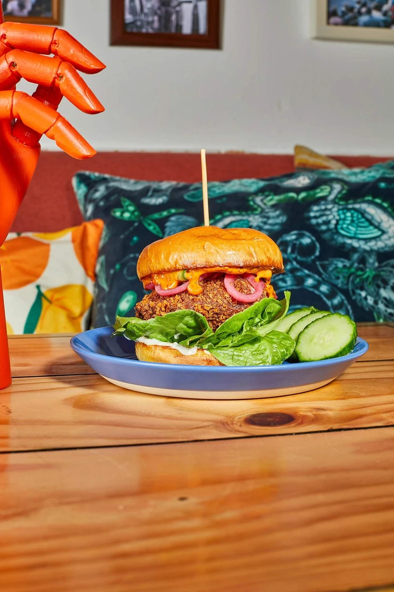 Loaded burger served at Community Burgers in Napier